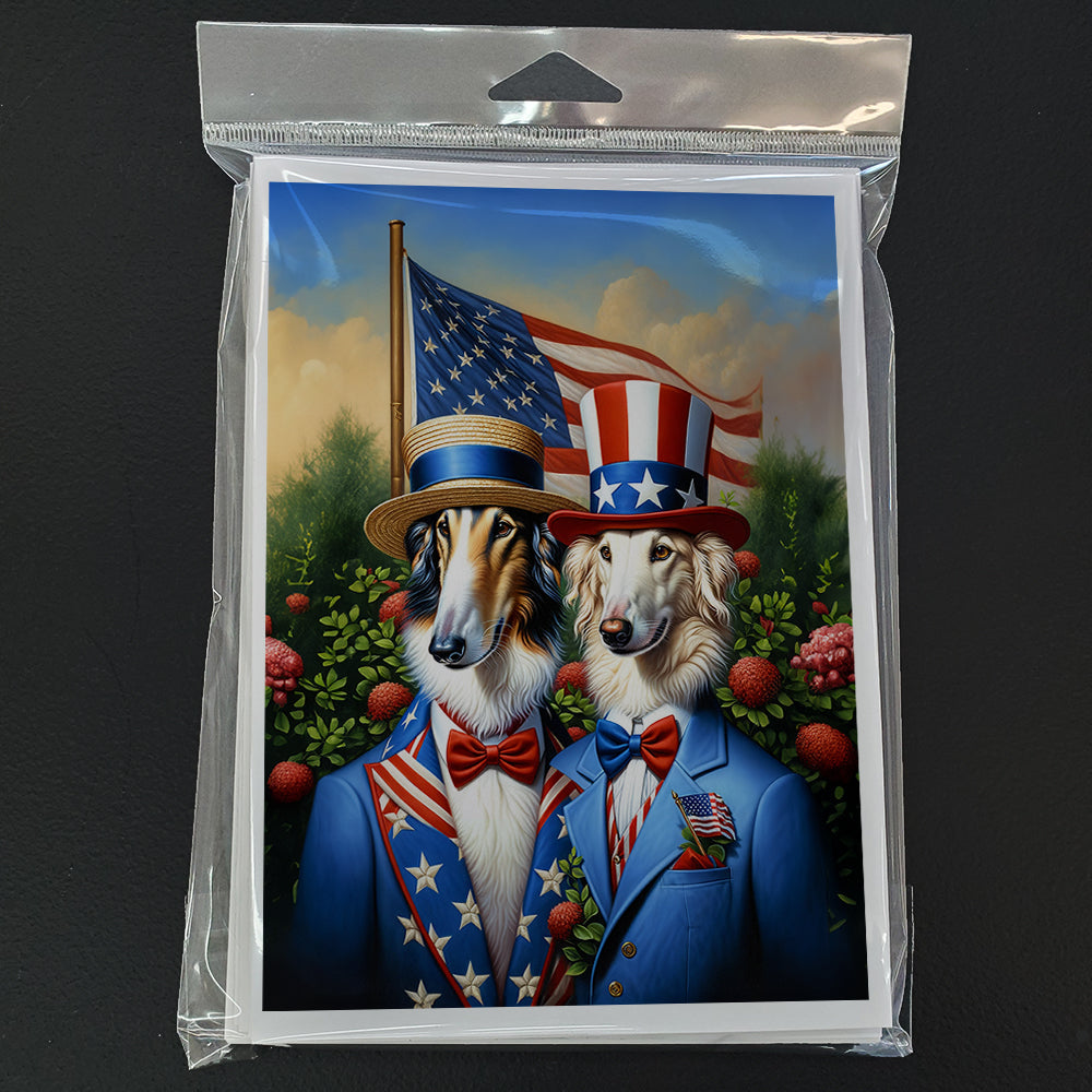 All American Borzoi Greeting Cards Pack of 8 Blank Cards with Envelopes Whimsical A7 Size 5x7