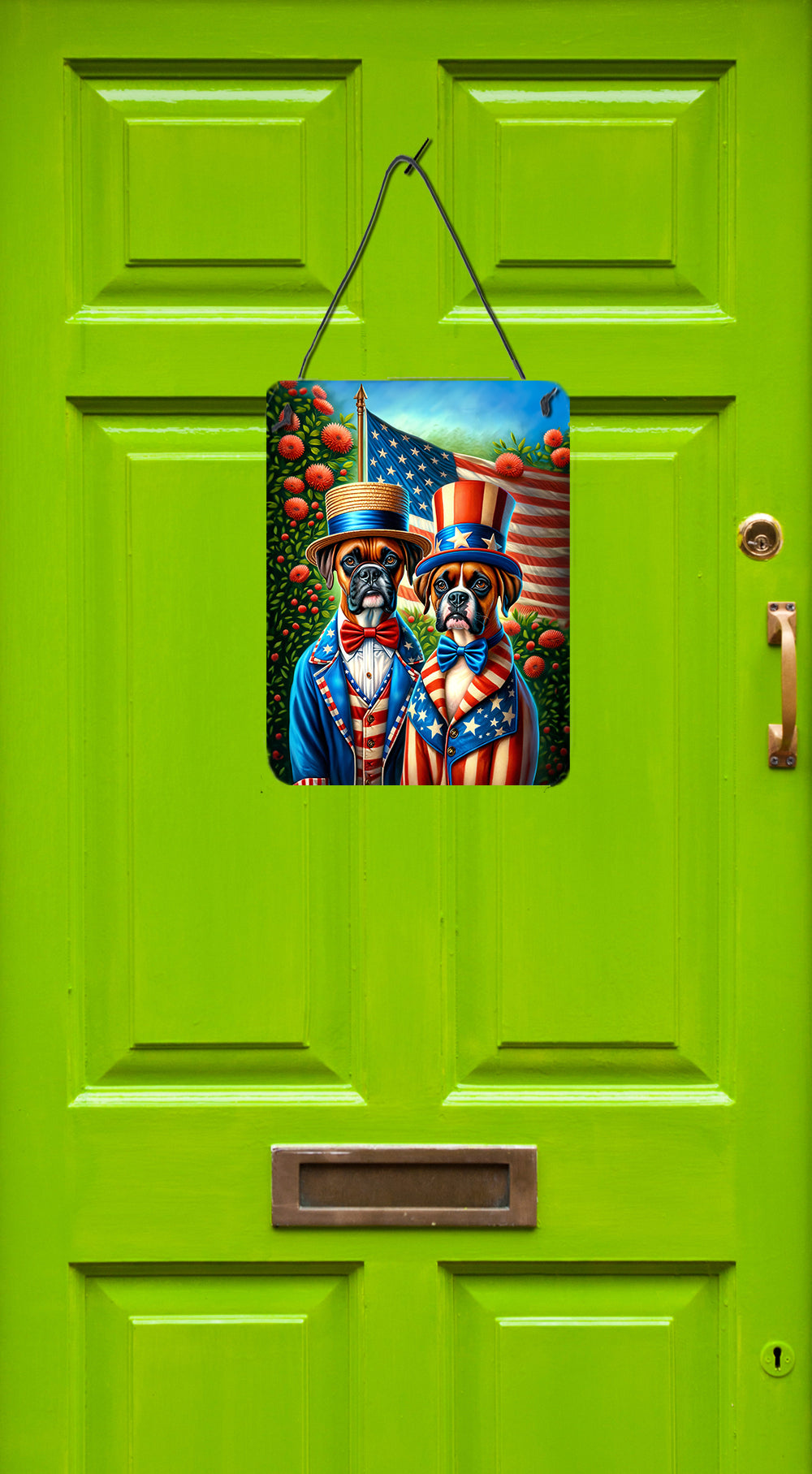All American Boxer Wall or Door Hanging Prints Aluminum Metal Sign Kitchen Wall Bar Bathroom Plaque Home Decor Front Door Plaque, 12x16, Multicolor