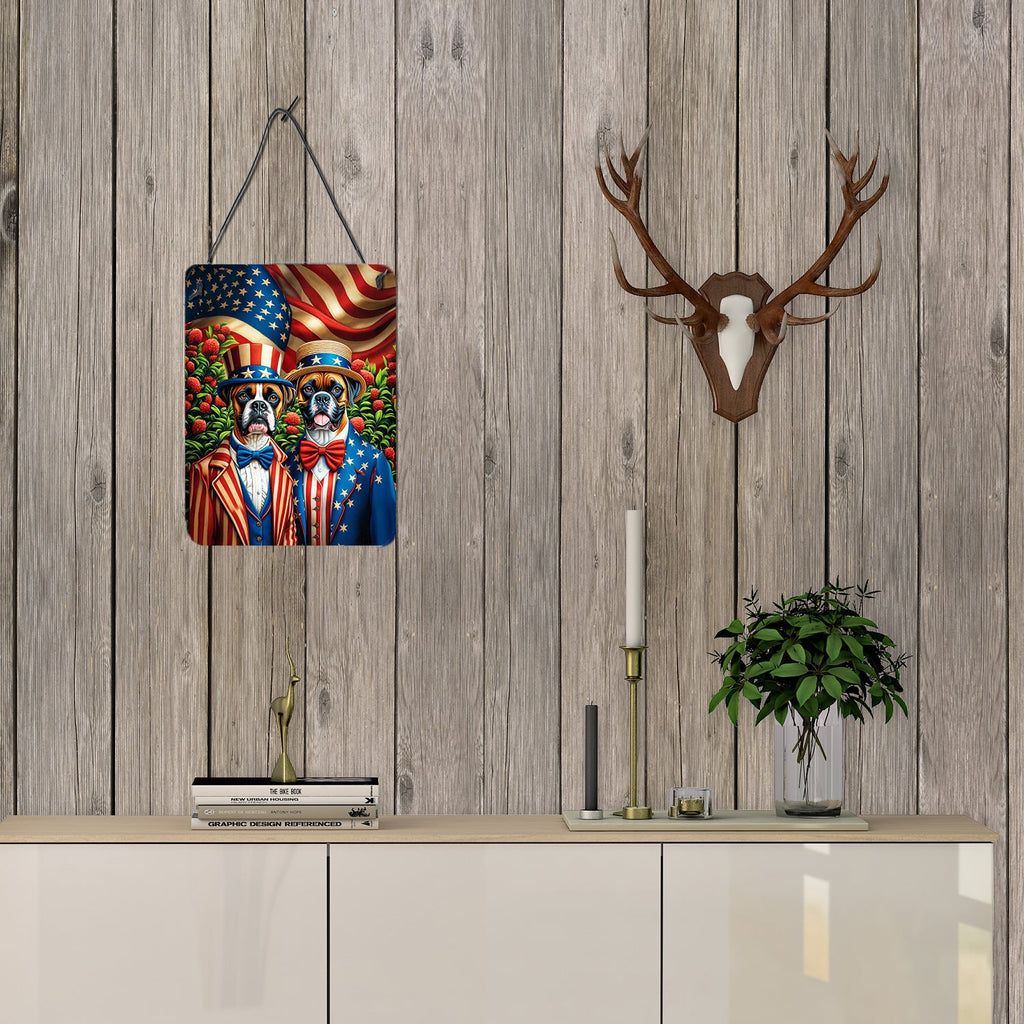 All American Boxer Wall or Door Hanging Prints Aluminum Metal Sign Kitchen Wall Bar Bathroom Plaque Home Decor Front Door Plaque, 12x16, Multicolor
