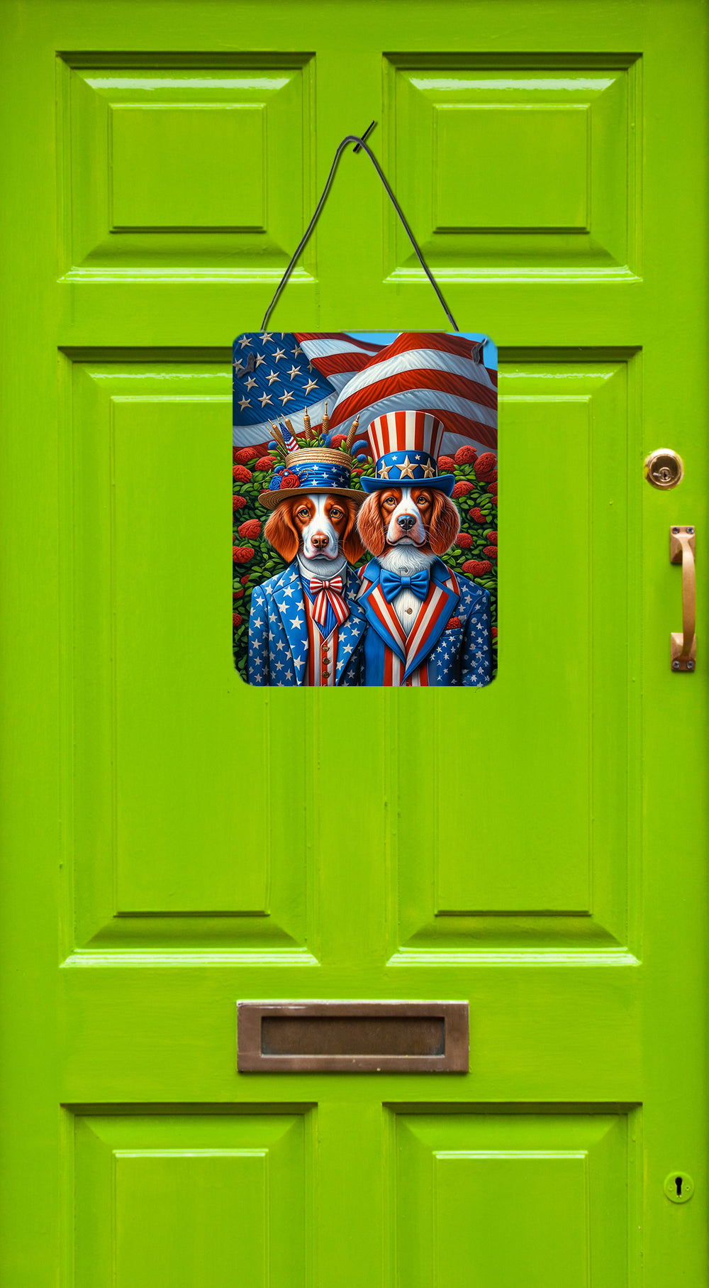 All American Brittany Wall or Door Hanging Prints Aluminum Metal Sign Kitchen Wall Bar Bathroom Plaque Home Decor Front Door Plaque, 12x16, Multicolor