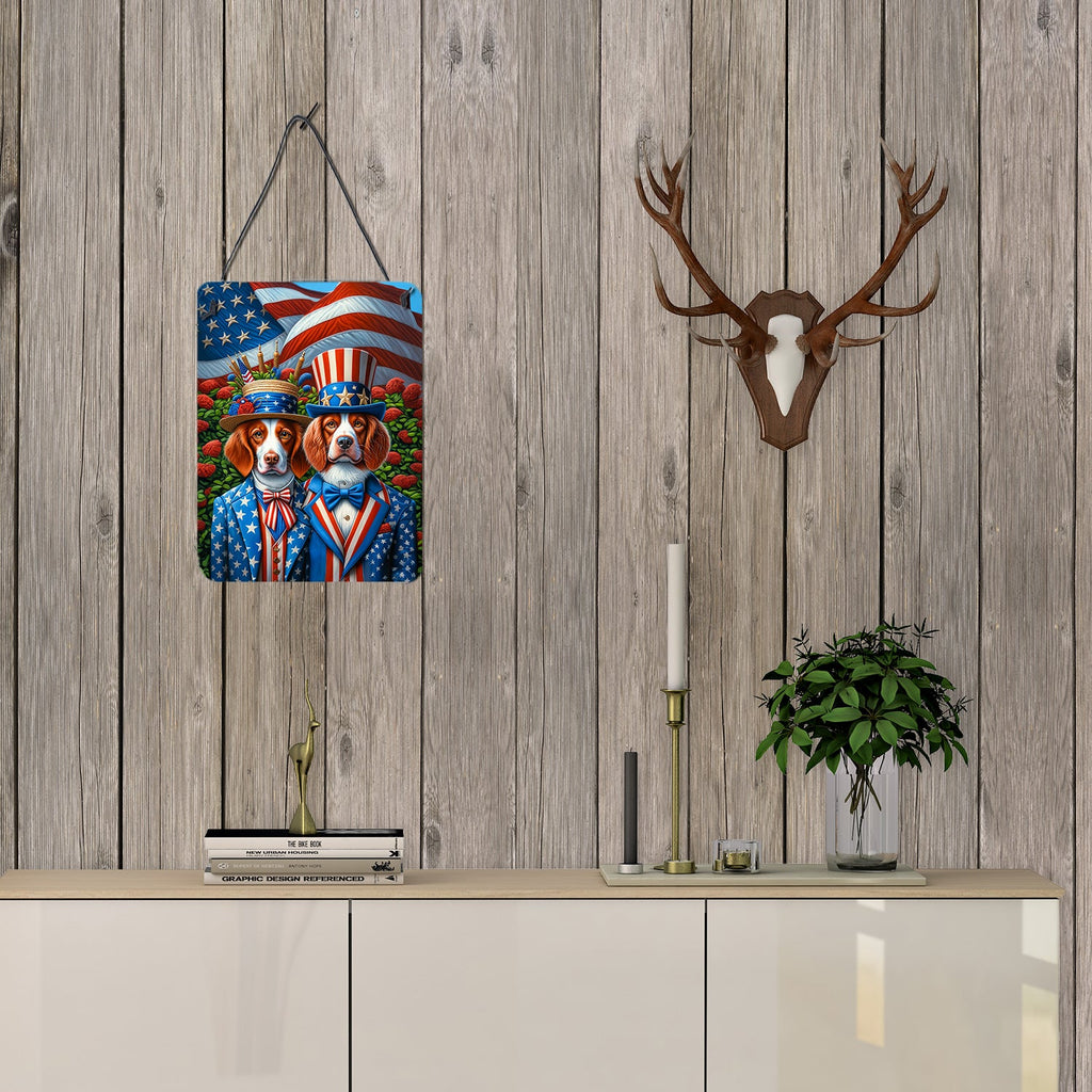 All American Brittany Wall or Door Hanging Prints Aluminum Metal Sign Kitchen Wall Bar Bathroom Plaque Home Decor Front Door Plaque, 12x16, Multicolor