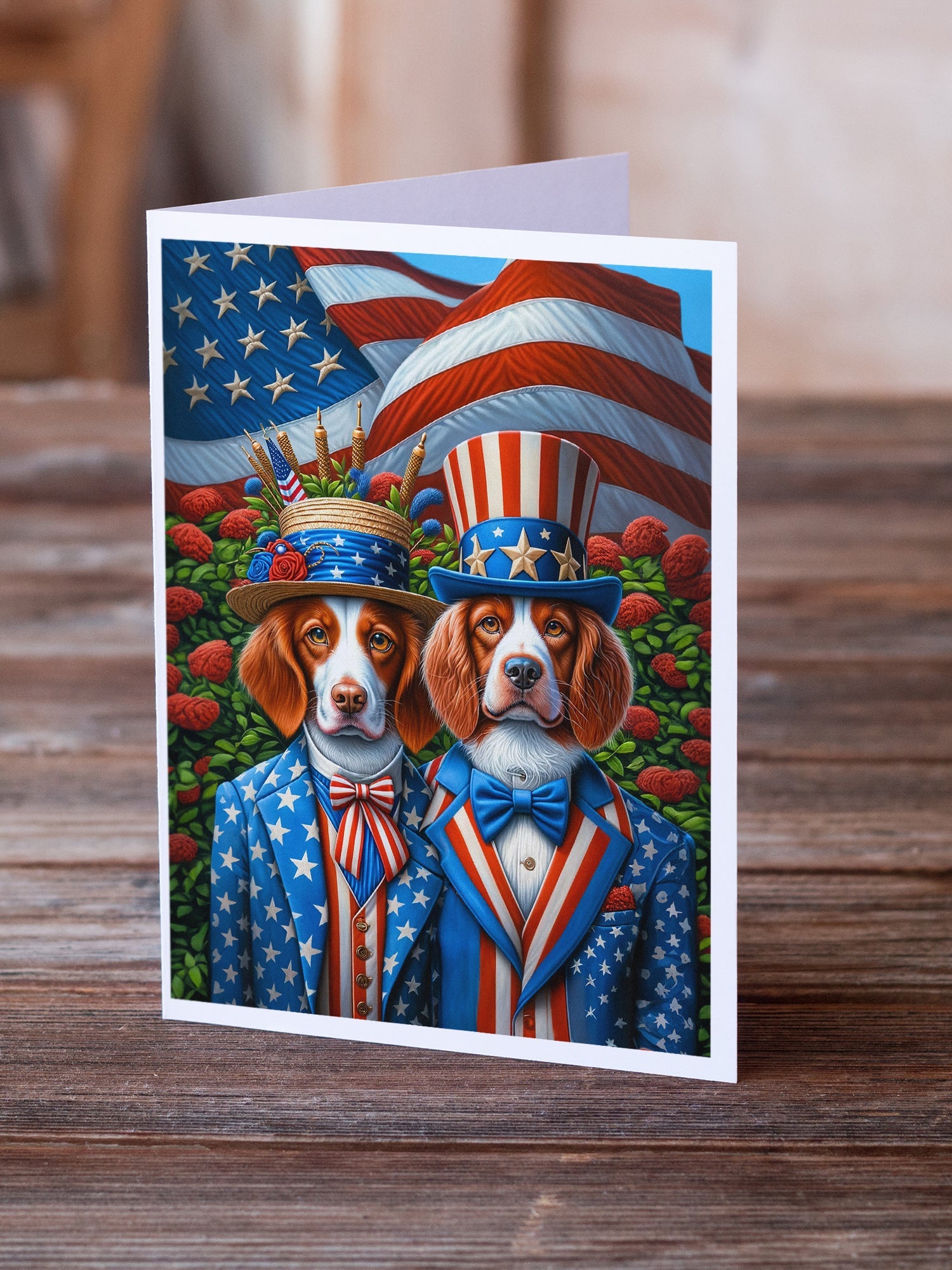 All American Brittany Greeting Cards Pack of 8 Blank Cards with Envelopes Whimsical A7 Size 5x7