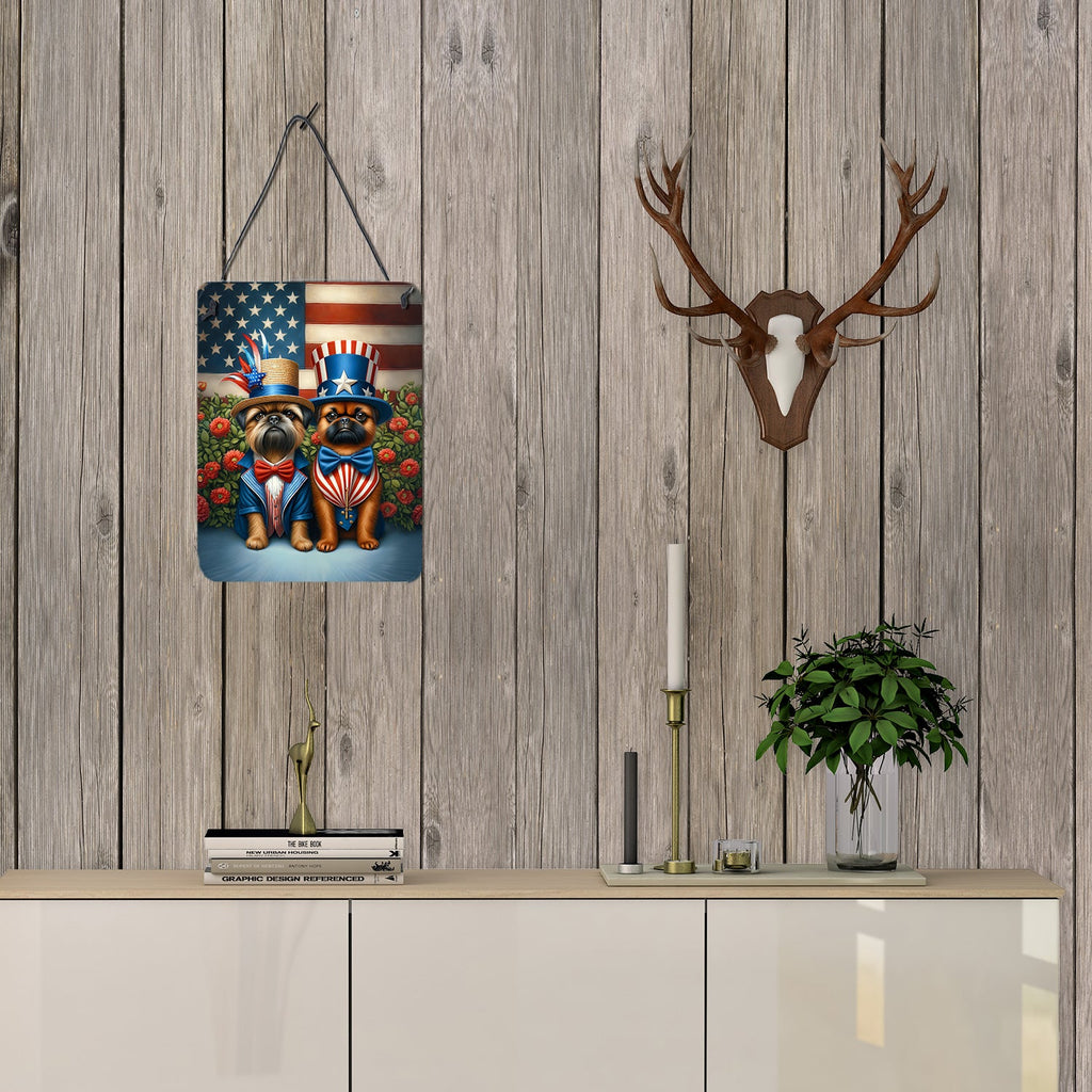 All American Brussels Griffon Wall or Door Hanging Prints Aluminum Metal Sign Kitchen Wall Bar Bathroom Plaque Home Decor Front Door Plaque, 12x16, Multicolor
