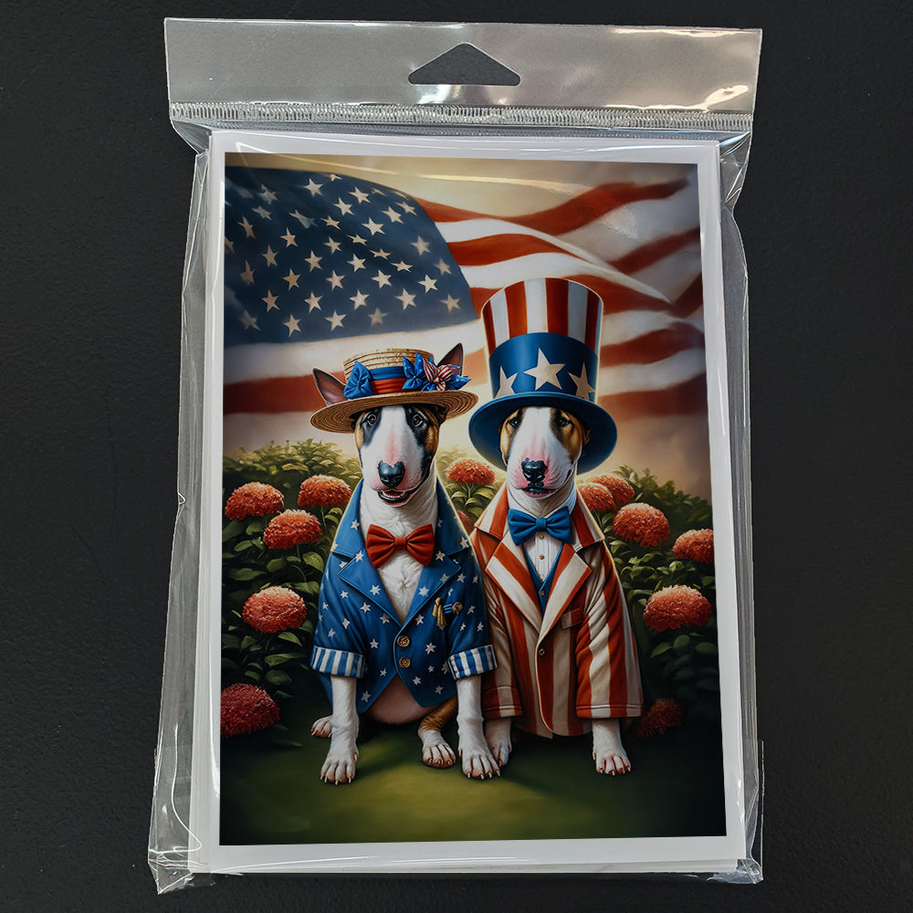 All American Bull Terrier Greeting Cards Pack of 8 Blank Cards with Envelopes Whimsical A7 Size 5x7