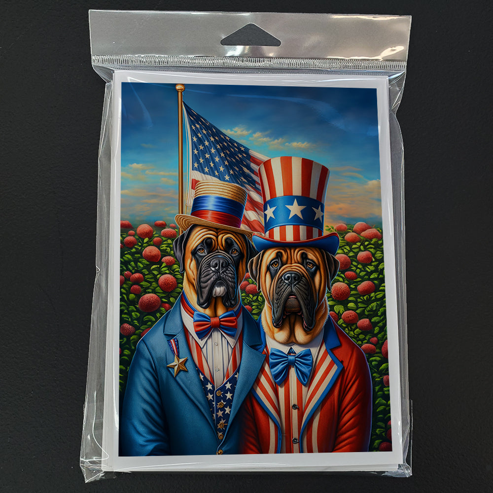 All American Bullmastiff Greeting Cards Pack of 8 Blank Cards with Envelopes Whimsical A7 Size 5x7