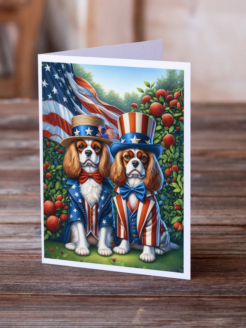 All American Cavalier Spaniel Greeting Cards Pack of 8 Blank Cards with Envelopes Whimsical A7 Size 5x7