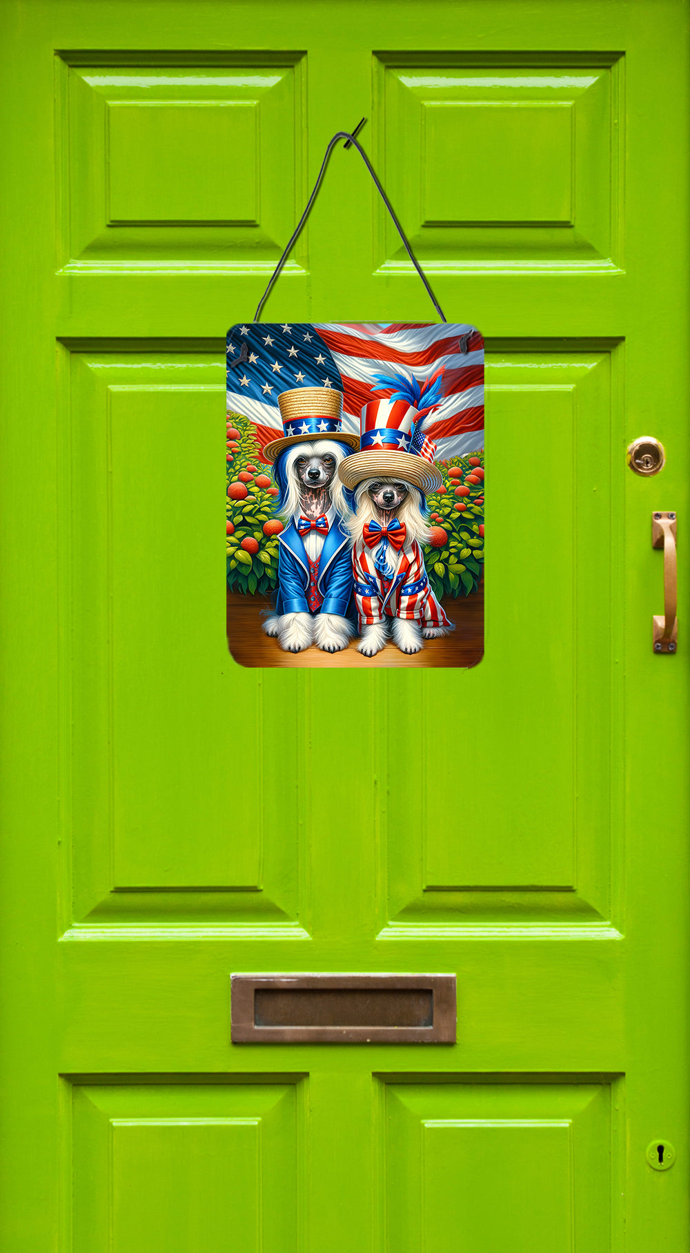 All American Chinese Crested Wall or Door Hanging Prints Aluminum Metal Sign Kitchen Wall Bar Bathroom Plaque Home Decor Front Door Plaque, 12x16, Multicolor
