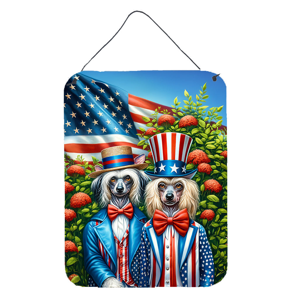 All American Chinese Crested Wall or Door Hanging Prints Aluminum Metal Sign Kitchen Wall Bar Bathroom Plaque Home Decor Front Door Plaque, 12x16, Multicolor