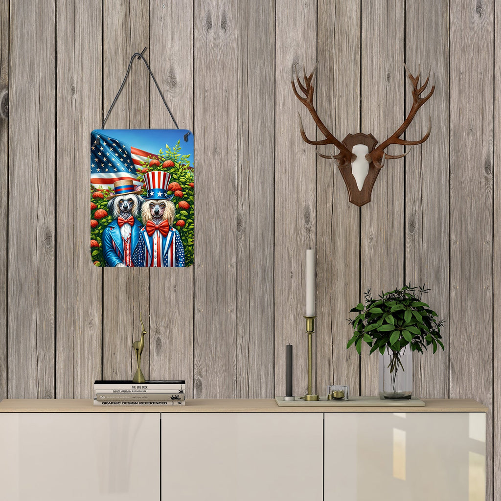 All American Chinese Crested Wall or Door Hanging Prints Aluminum Metal Sign Kitchen Wall Bar Bathroom Plaque Home Decor Front Door Plaque, 12x16, Multicolor