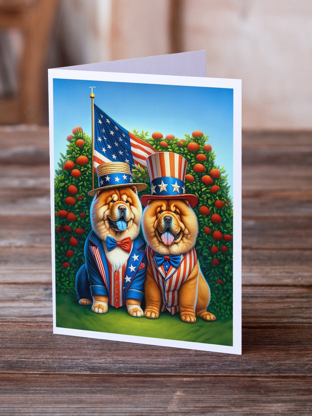 All American Chow Chow Greeting Cards Pack of 8 Blank Cards with Envelopes Whimsical A7 Size 5x7