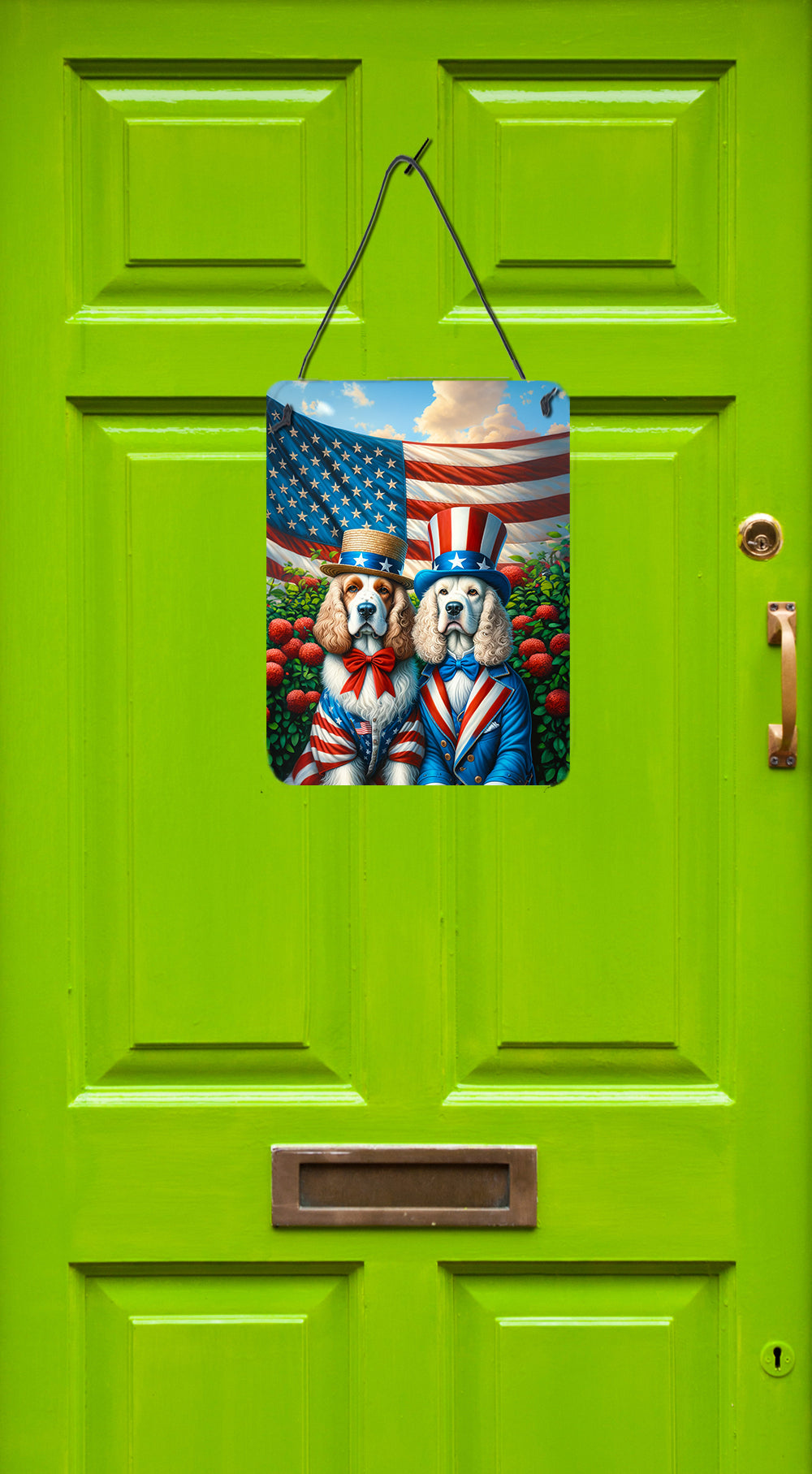 All American Clumber Spaniel Wall or Door Hanging Prints Aluminum Metal Sign Kitchen Wall Bar Bathroom Plaque Home Decor Front Door Plaque, 12x16, Multicolor
