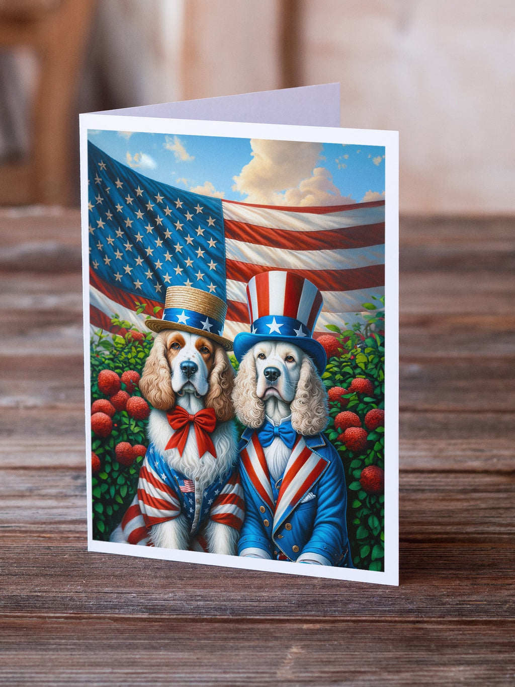 All American Clumber Spaniel Greeting Cards Pack of 8 Blank Cards with Envelopes Whimsical A7 Size 5x7