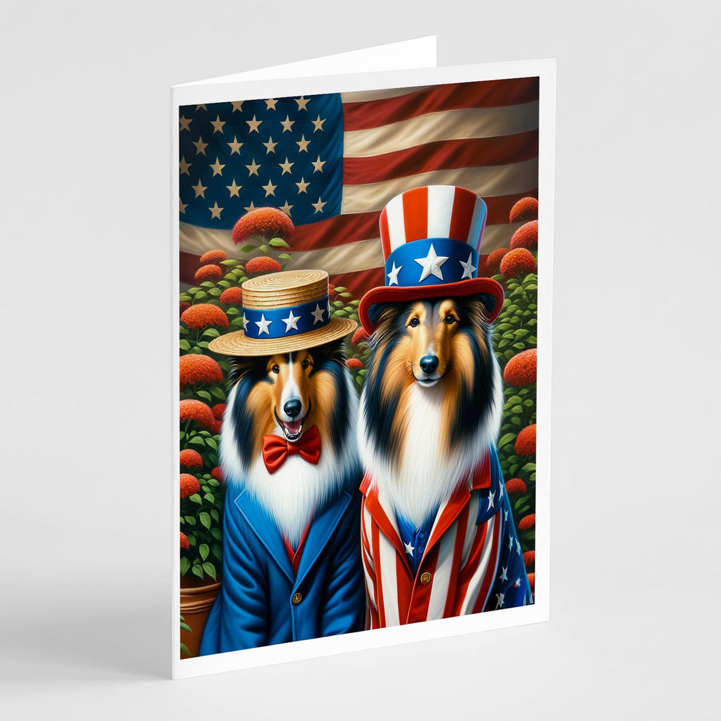 All American Collie Greeting Cards Pack of 8 Blank Cards with Envelopes Whimsical A7 Size 5x7