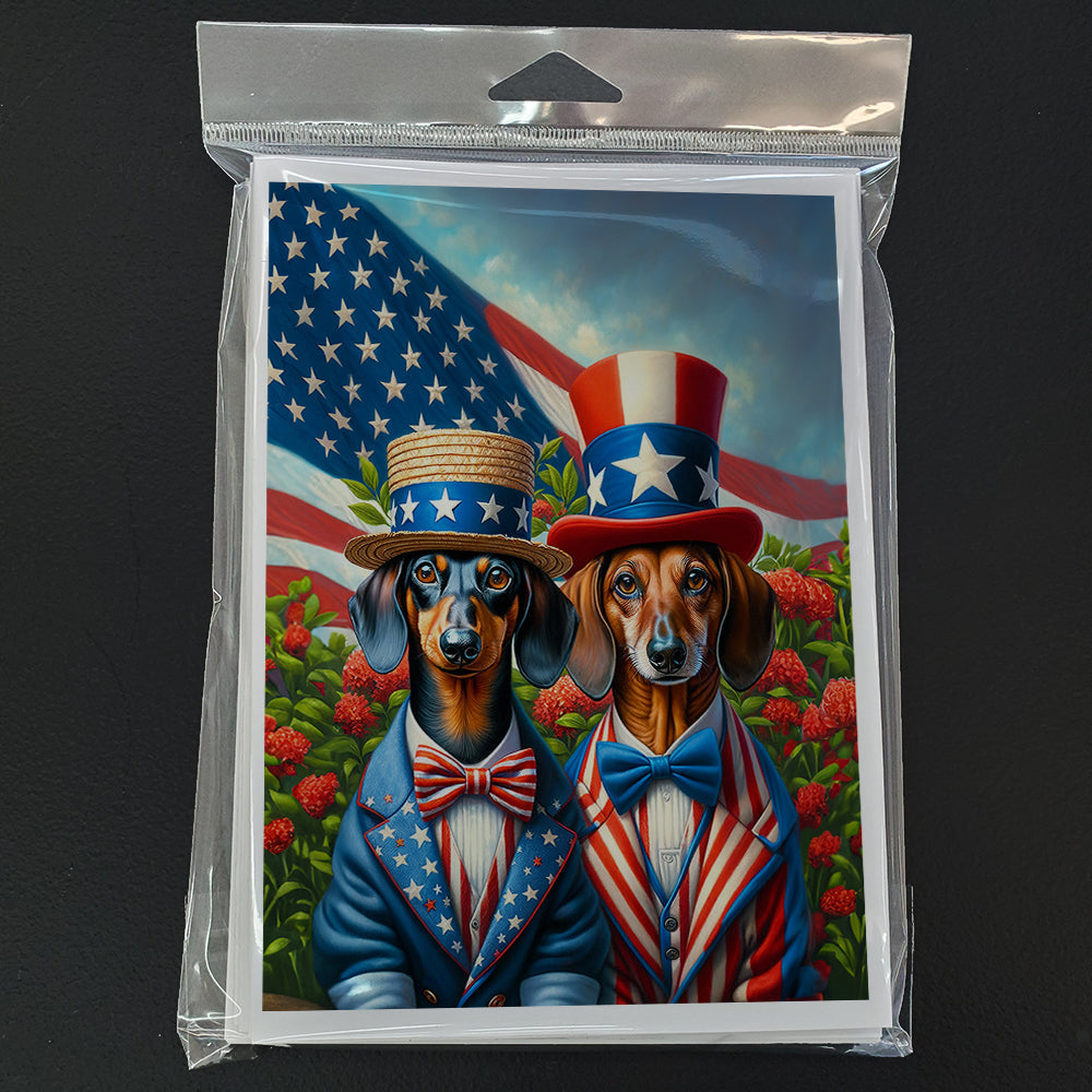 All American Dachshund Greeting Cards Pack of 8 Blank Cards with Envelopes Whimsical A7 Size 5x7
