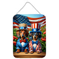 All American Dachshund Wall or Door Hanging Prints Aluminum Metal Sign Kitchen Wall Bar Bathroom Plaque Home Decor Front Door Plaque, 12x16, Multicolor
