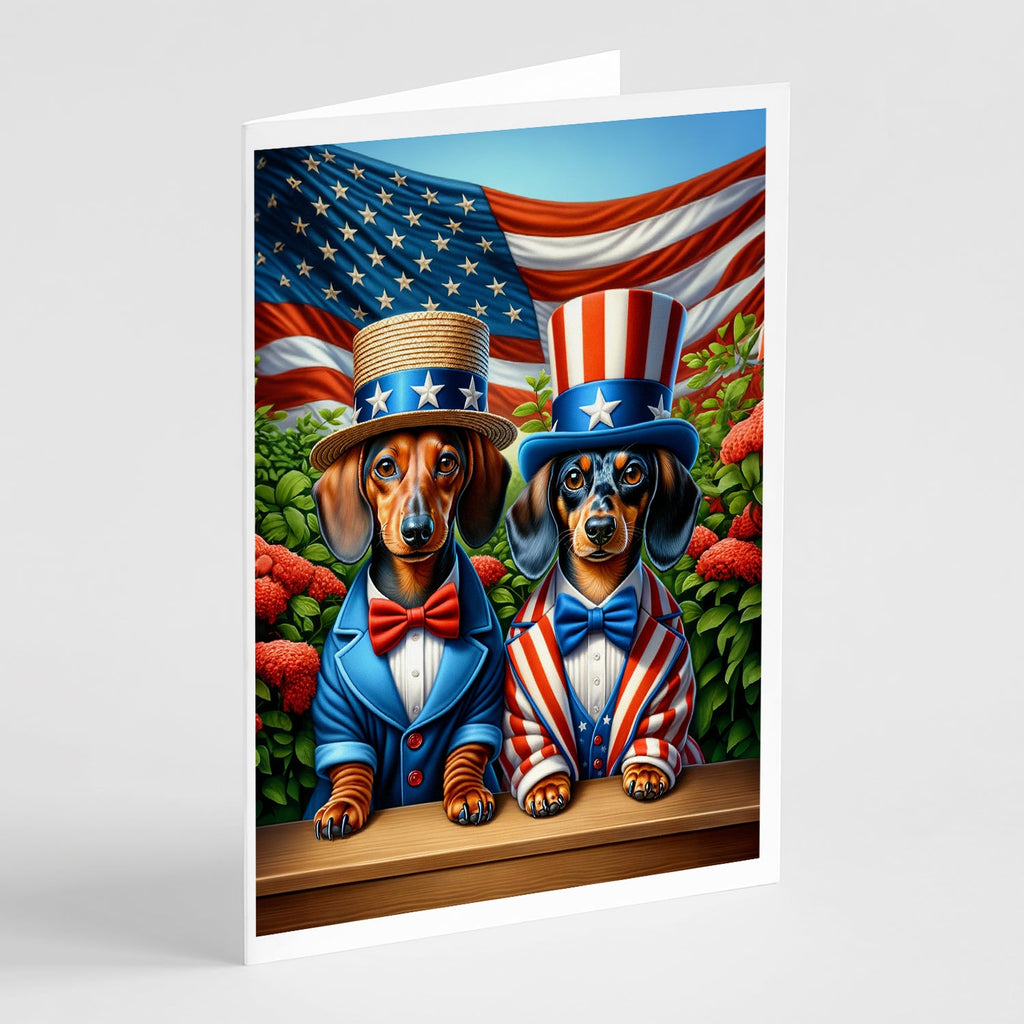 All American Dachshund Greeting Cards Pack of 8 Blank Cards with Envelopes Whimsical A7 Size 5x7