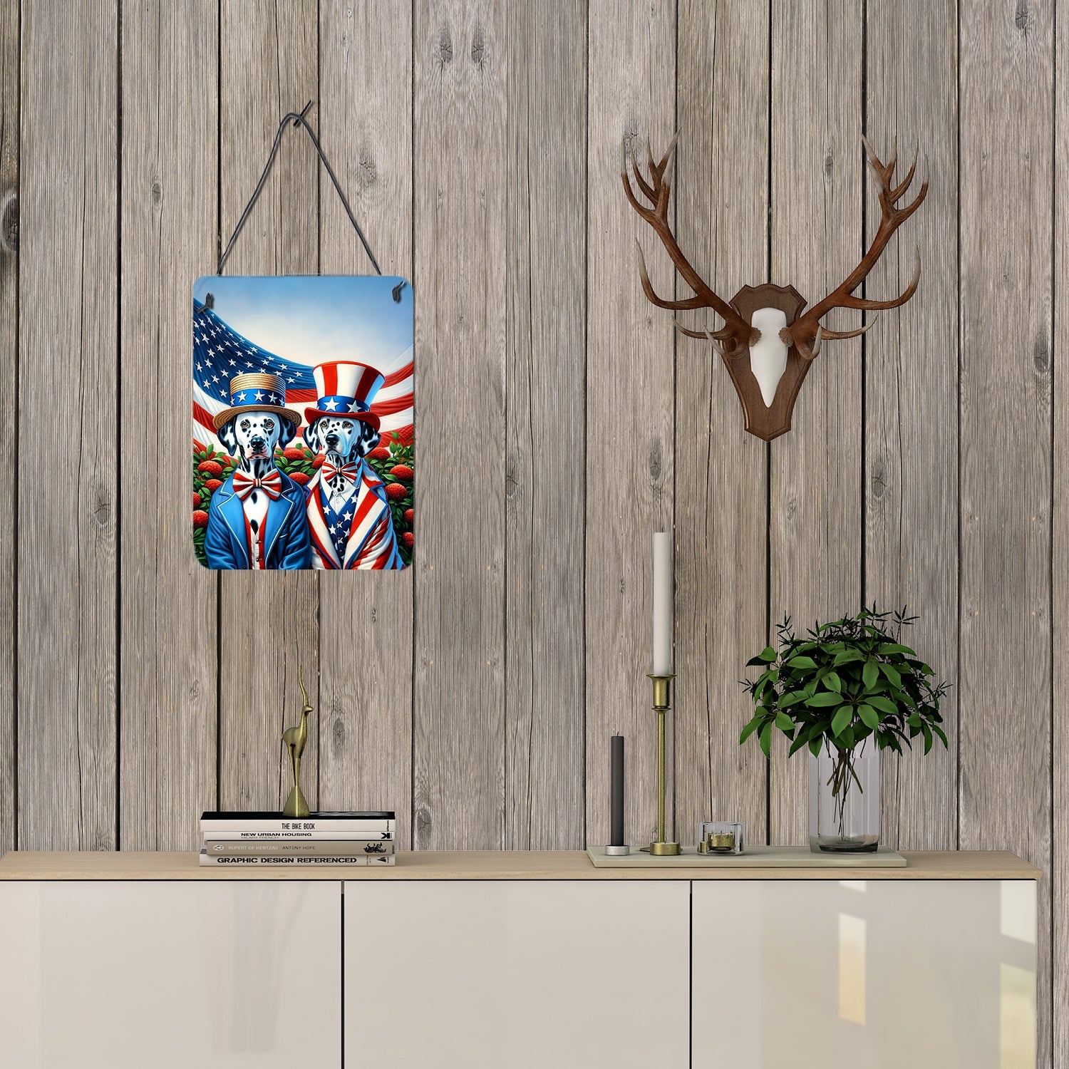 All American Dalmatian Wall or Door Hanging Prints Aluminum Metal Sign Kitchen Wall Bar Bathroom Plaque Home Decor Front Door Plaque, 12x16, Multicolor