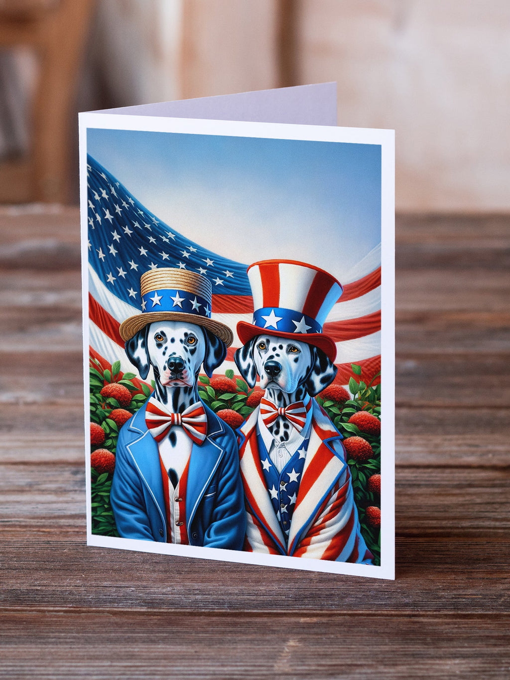 All American Dalmatian Greeting Cards Pack of 8 Blank Cards with Envelopes Whimsical A7 Size 5x7