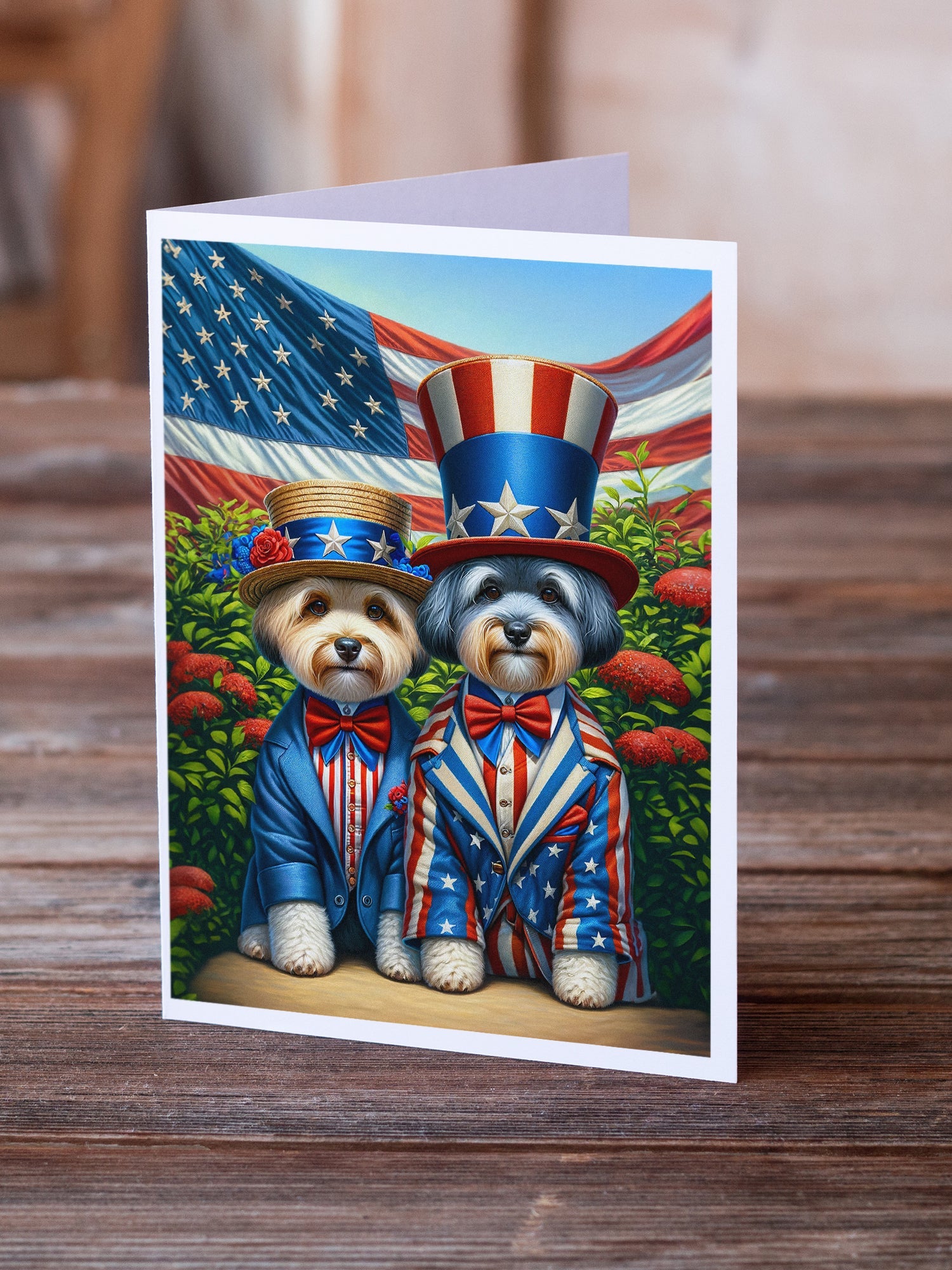 All American Dandie Dinmont Terrier Greeting Cards Pack of 8 Blank Cards with Envelopes Whimsical A7 Size 5x7