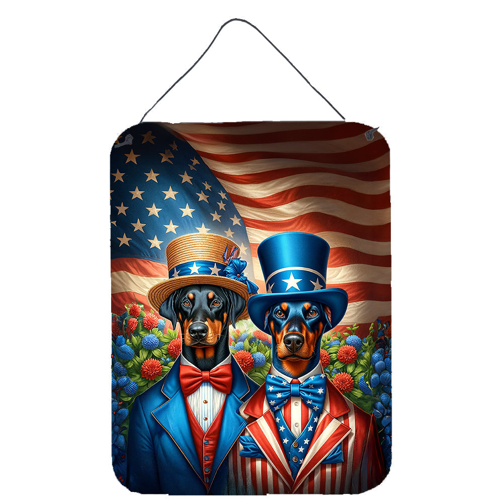 All American Doberman Pinscher Wall or Door Hanging Prints Aluminum Metal Sign Kitchen Wall Bar Bathroom Plaque Home Decor Front Door Plaque, 12x16, Multicolor