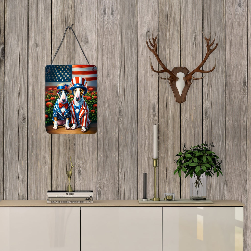 All American English Bull Terrier Wall or Door Hanging Prints Aluminum Metal Sign Kitchen Wall Bar Bathroom Plaque Home Decor Front Door Plaque, 12x16, Multicolor