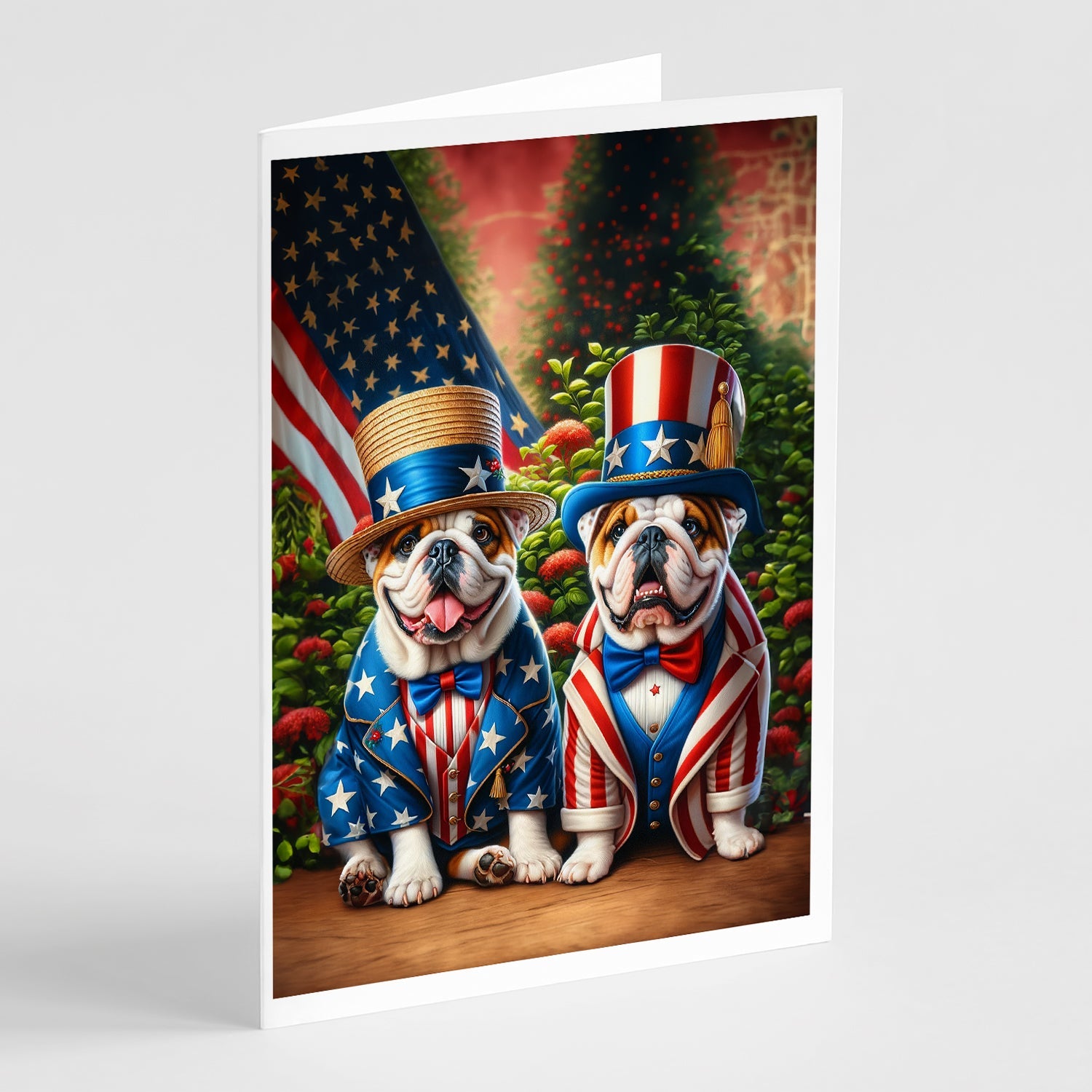 All American English Bulldog Greeting Cards Pack of 8 Blank Cards with Envelopes Whimsical A7 Size 5x7
