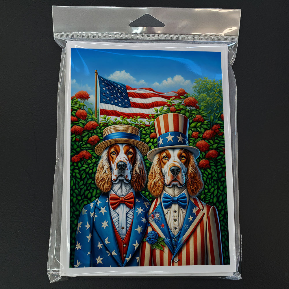 All American English Setter Greeting Cards Pack of 8 Blank Cards with Envelopes Whimsical A7 Size 5x7