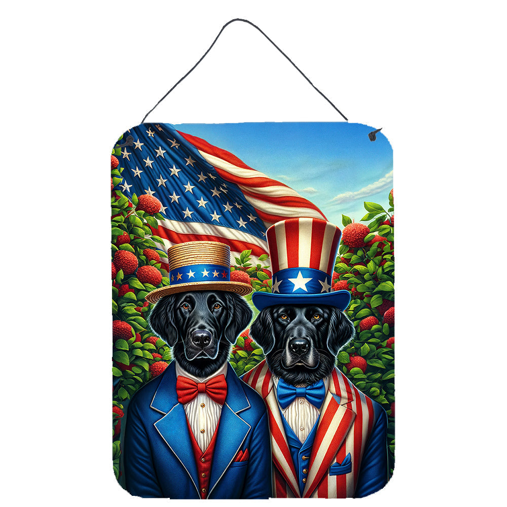 All American Flat-Coated Retriever Wall or Door Hanging Prints Aluminum Metal Sign Kitchen Wall Bar Bathroom Plaque Home Decor Front Door Plaque, 12x16, Multicolor