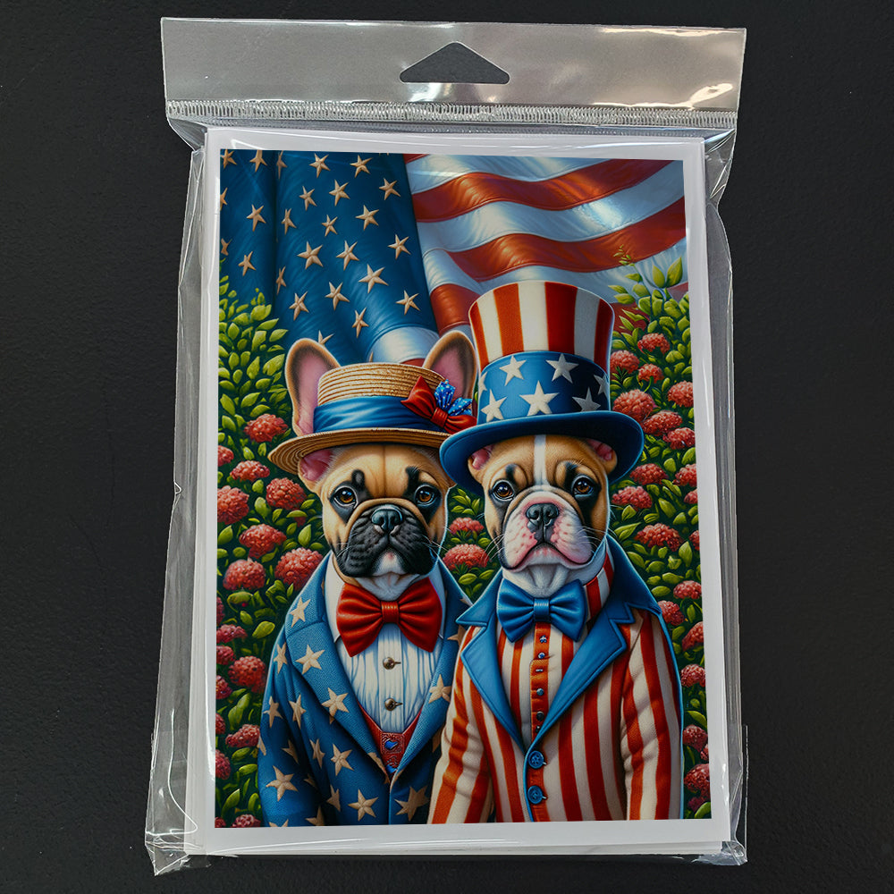 All American French Bulldog Greeting Cards Pack of 8 Blank Cards with Envelopes Whimsical A7 Size 5x7