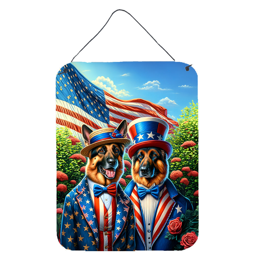 All American German Shepherd Wall or Door Hanging Prints Aluminum Metal Sign Kitchen Wall Bar Bathroom Plaque Home Decor Front Door Plaque, 12x16, Multicolor
