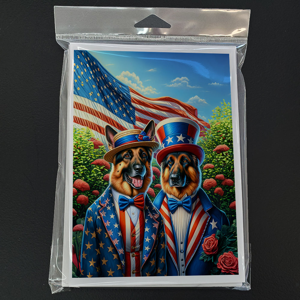 All American German Shepherd Greeting Cards Pack of 8 Blank Cards with Envelopes Whimsical A7 Size 5x7