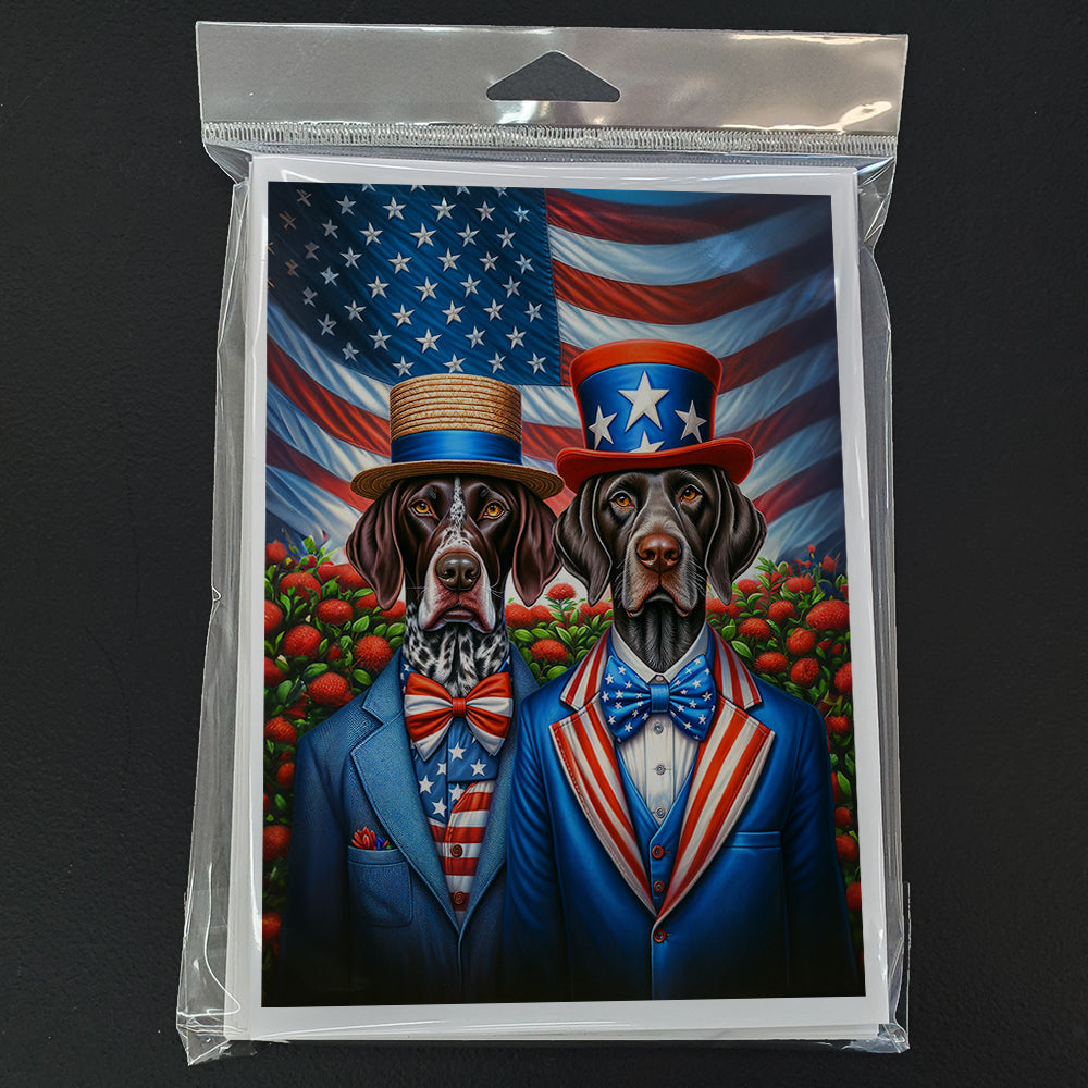 All American German Shorthaired Pointer Greeting Cards Pack of 8 Blank Cards with Envelopes Whimsical A7 Size 5x7