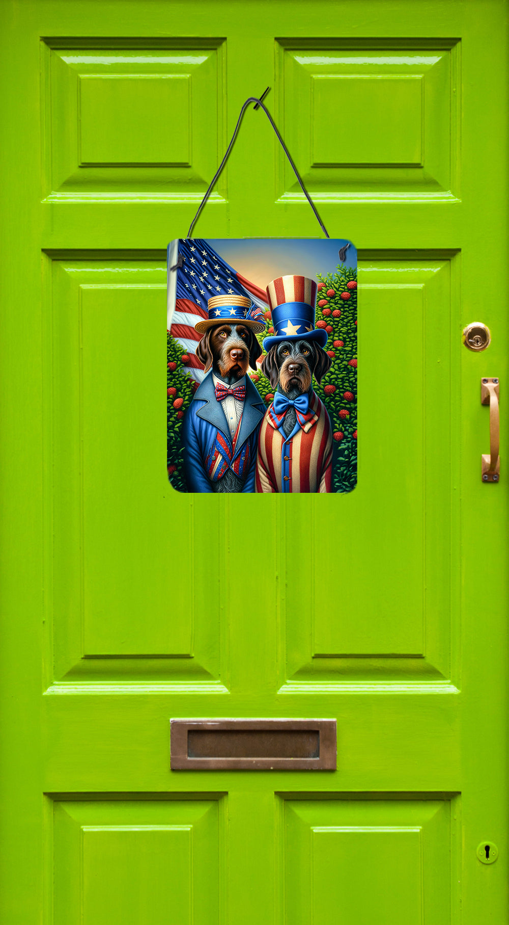 All American German Wirehaired Pointer Wall or Door Hanging Prints Aluminum Metal Sign Kitchen Wall Bar Bathroom Plaque Home Decor Front Door Plaque, 12x16, Multicolor