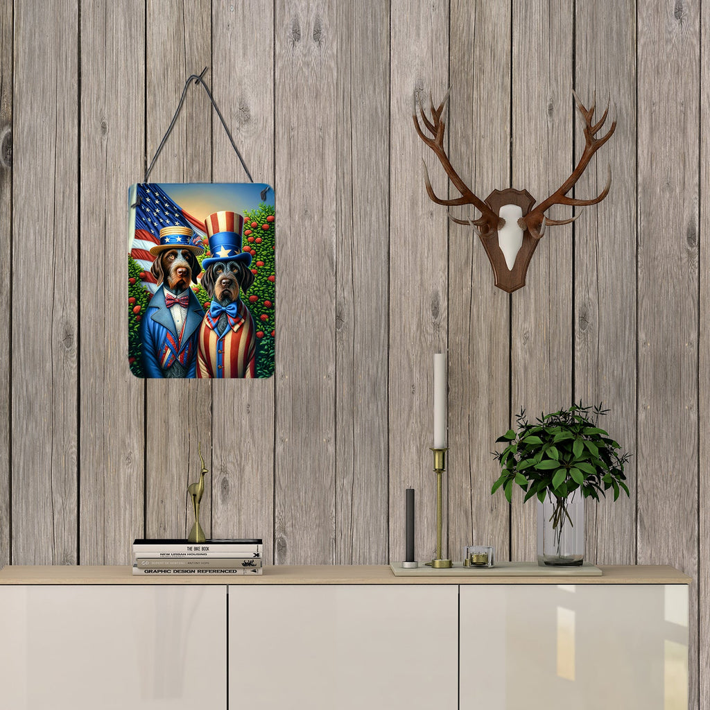 All American German Wirehaired Pointer Wall or Door Hanging Prints Aluminum Metal Sign Kitchen Wall Bar Bathroom Plaque Home Decor Front Door Plaque, 12x16, Multicolor