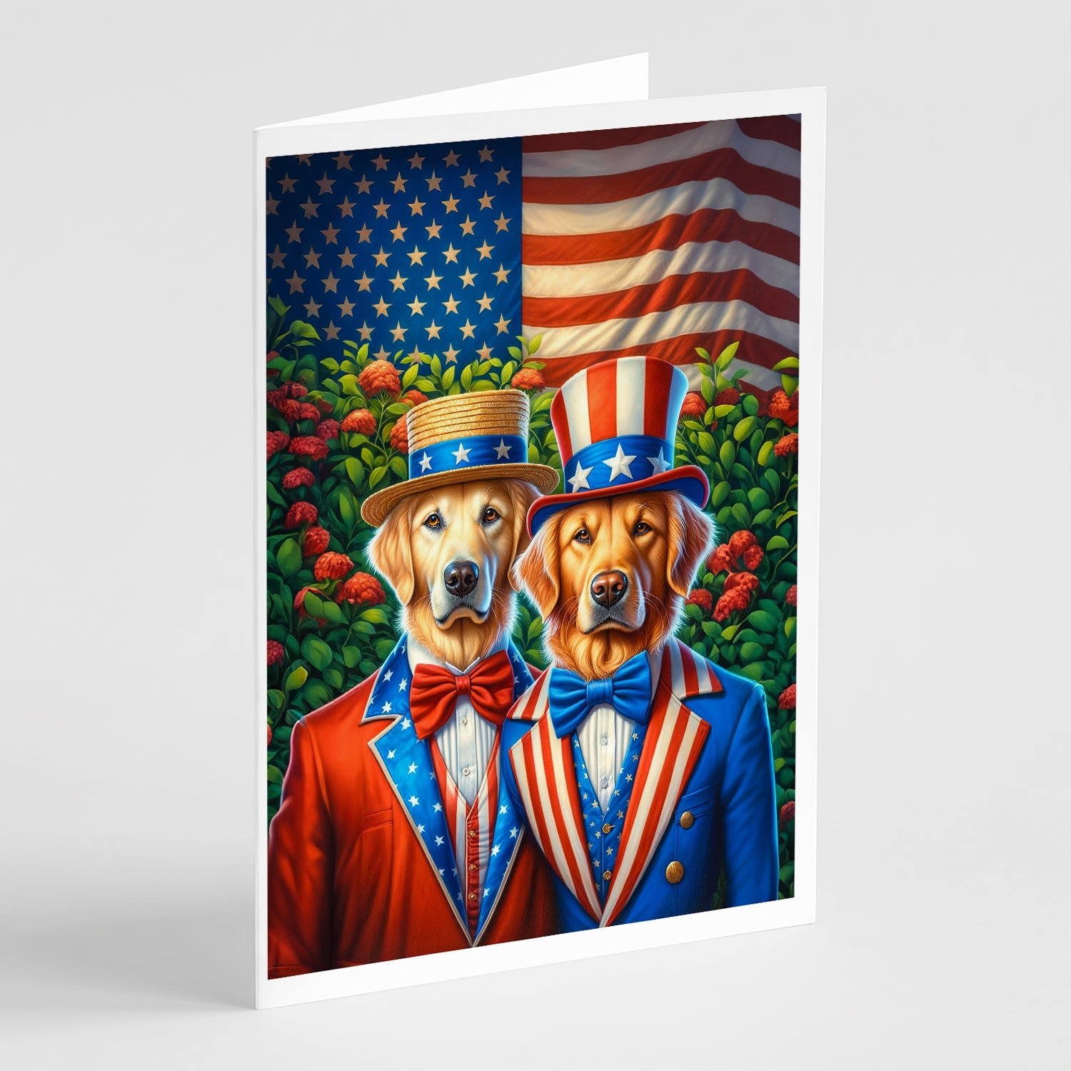 All American Golden Retriever Greeting Cards Pack of 8 Blank Cards with Envelopes Whimsical A7 Size 5x7