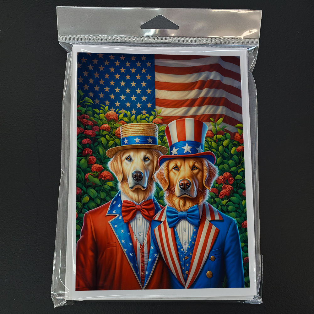 All American Golden Retriever Greeting Cards Pack of 8 Blank Cards with Envelopes Whimsical A7 Size 5x7