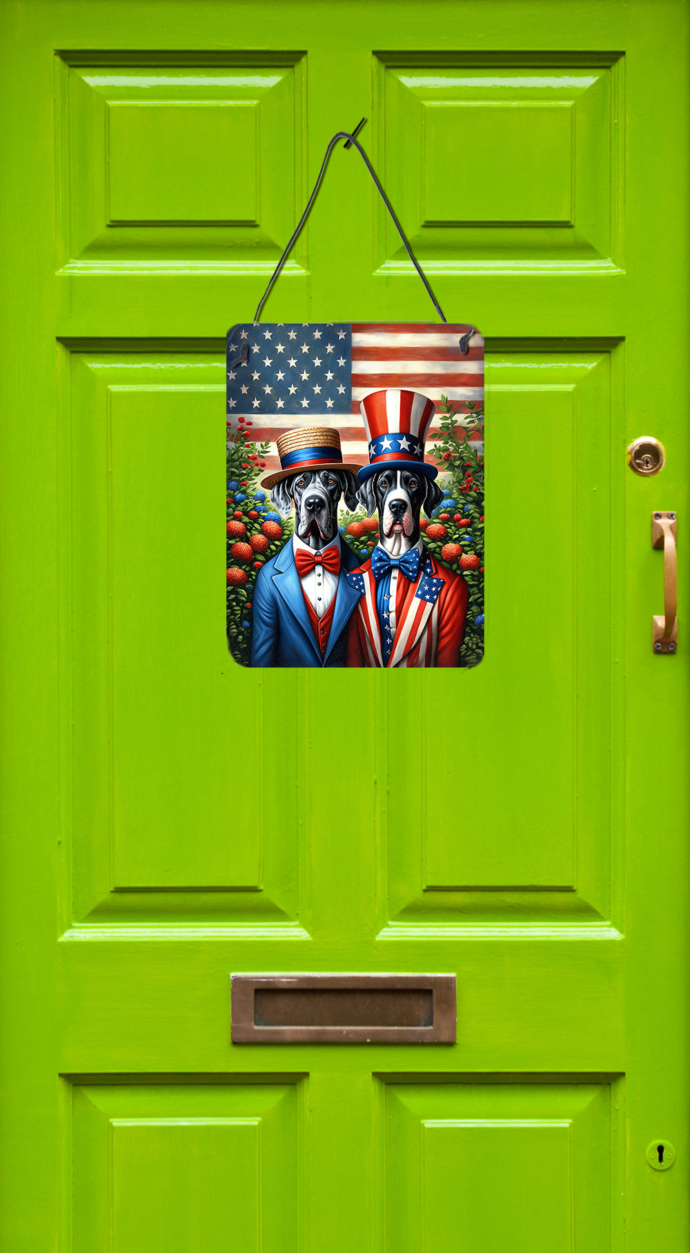 All American Great Dane Wall or Door Hanging Prints Aluminum Metal Sign Kitchen Wall Bar Bathroom Plaque Home Decor Front Door Plaque, 12x16, Multicolor