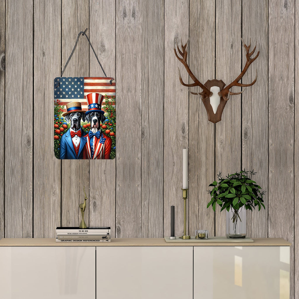All American Great Dane Wall or Door Hanging Prints Aluminum Metal Sign Kitchen Wall Bar Bathroom Plaque Home Decor Front Door Plaque, 12x16, Multicolor