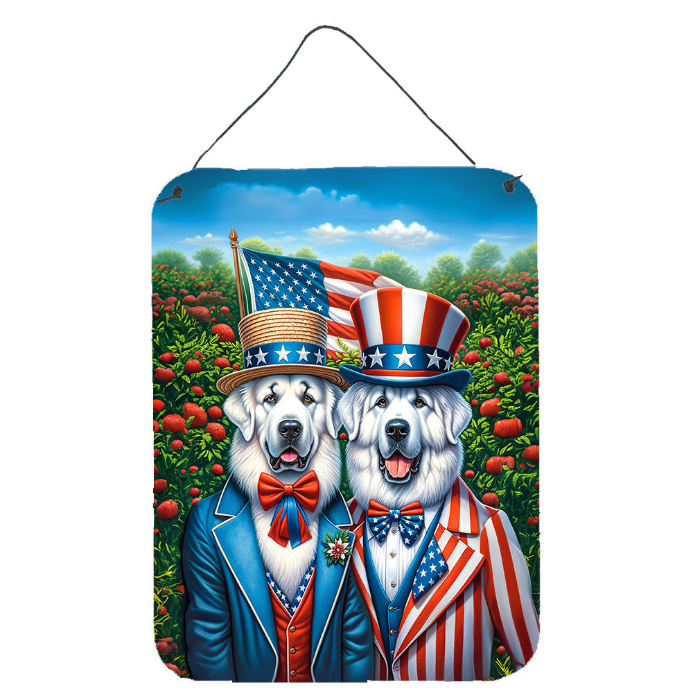 All American Great Pyrenees Wall or Door Hanging Prints Aluminum Metal Sign Kitchen Wall Bar Bathroom Plaque Home Decor Front Door Plaque, 12x16, Multicolor