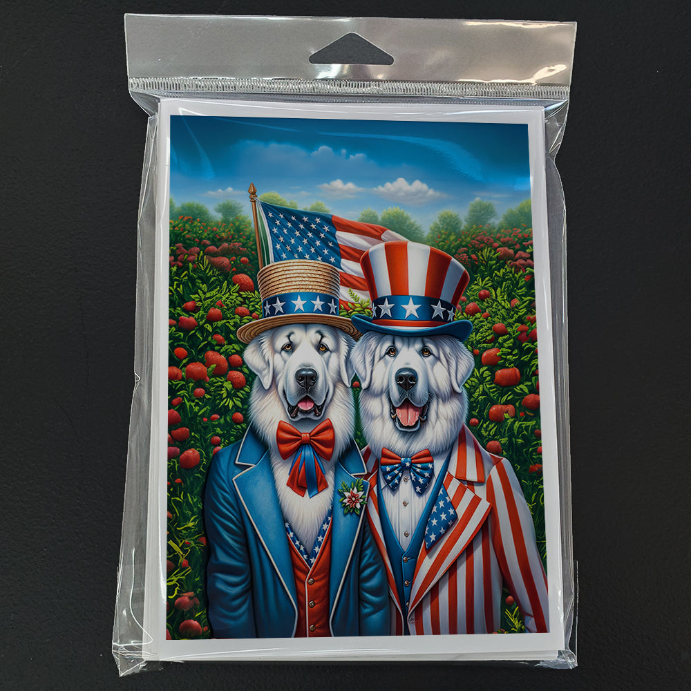 All American Great Pyrenees Greeting Cards Pack of 8 Blank Cards with Envelopes Whimsical A7 Size 5x7