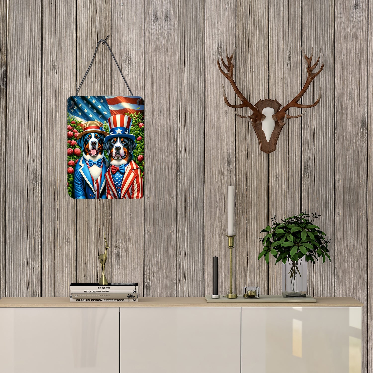 All American Greater Swiss Mountain Dog Wall or Door Hanging Prints Aluminum Metal Sign Kitchen Wall Bar Bathroom Plaque Home Decor Front Door Plaque, 12x16, Multicolor