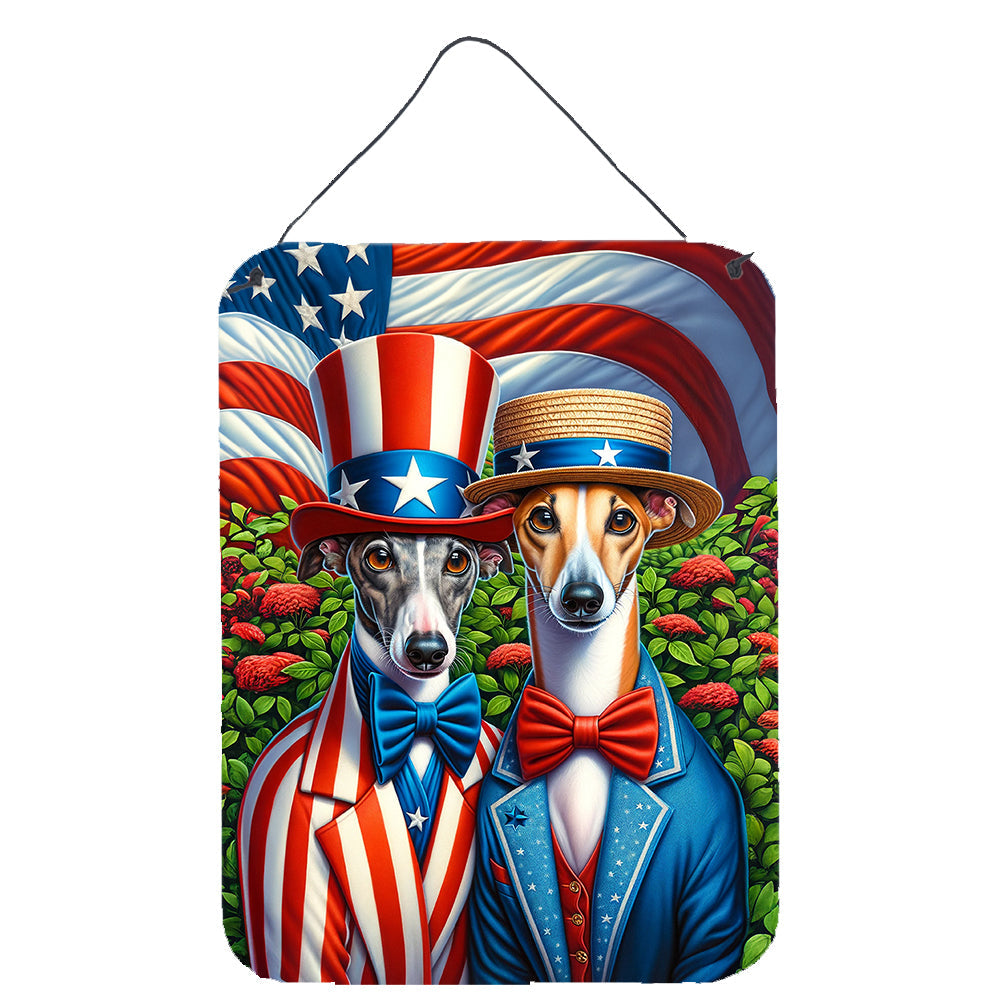 All American Greyhound Wall or Door Hanging Prints Aluminum Metal Sign Kitchen Wall Bar Bathroom Plaque Home Decor Front Door Plaque, 12x16, Multicolor