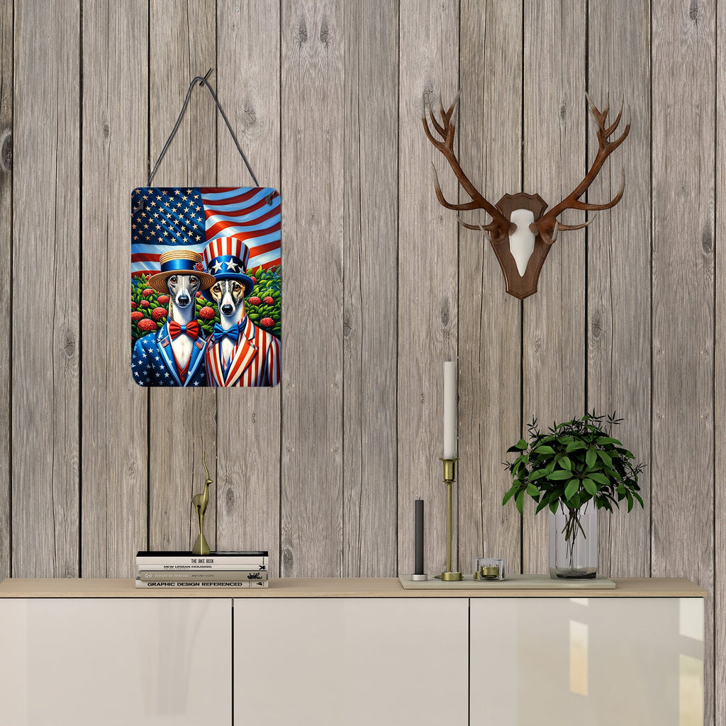 All American Greyhound Wall or Door Hanging Prints Aluminum Metal Sign Kitchen Wall Bar Bathroom Plaque Home Decor Front Door Plaque, 12x16, Multicolor