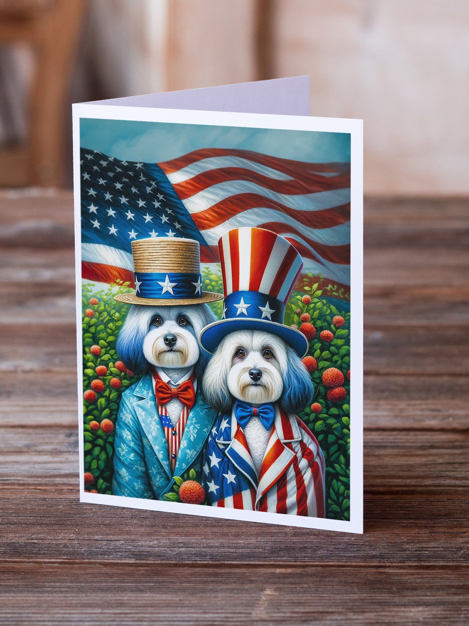 All American Havanese Greeting Cards Pack of 8 Blank Cards with Envelopes Whimsical A7 Size 5x7