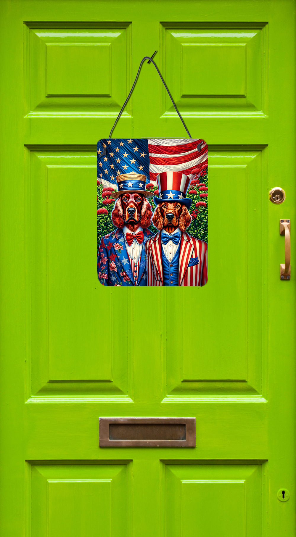 All American Irish Setter Wall or Door Hanging Prints Aluminum Metal Sign Kitchen Wall Bar Bathroom Plaque Home Decor Front Door Plaque, 12x16, Multicolor