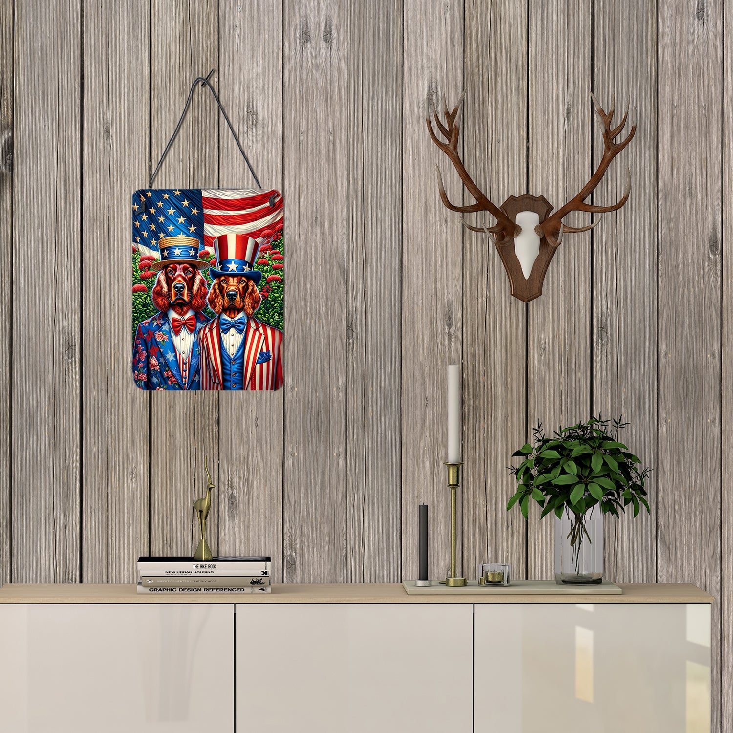 All American Irish Setter Wall or Door Hanging Prints Aluminum Metal Sign Kitchen Wall Bar Bathroom Plaque Home Decor Front Door Plaque, 12x16, Multicolor
