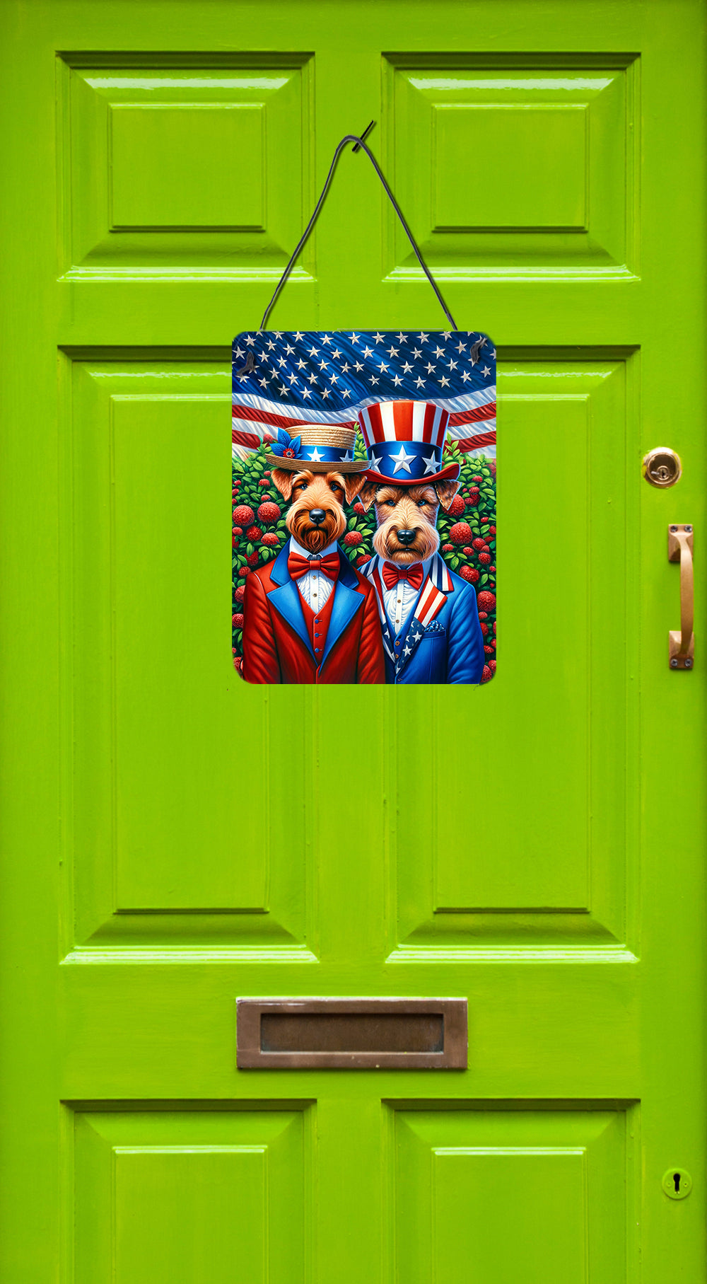 All American Irish Terrier Wall or Door Hanging Prints Aluminum Metal Sign Kitchen Wall Bar Bathroom Plaque Home Decor Front Door Plaque, 12x16, Multicolor