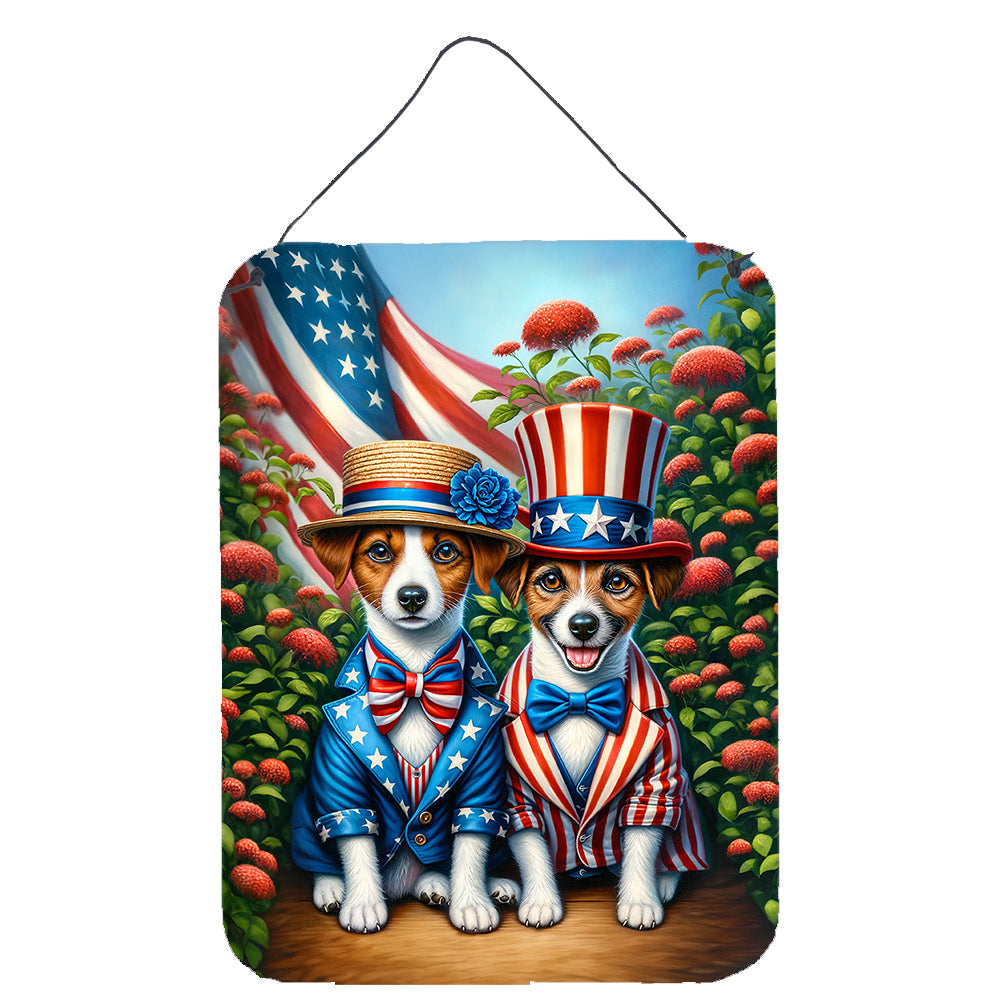 All American Jack Russell Terrier Wall or Door Hanging Prints Aluminum Metal Sign Kitchen Wall Bar Bathroom Plaque Home Decor Front Door Plaque, 12x16, Multicolor