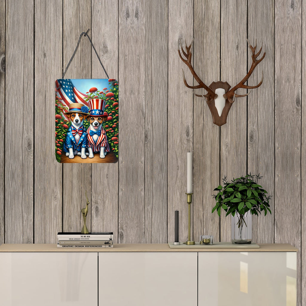 All American Jack Russell Terrier Wall or Door Hanging Prints Aluminum Metal Sign Kitchen Wall Bar Bathroom Plaque Home Decor Front Door Plaque, 12x16, Multicolor