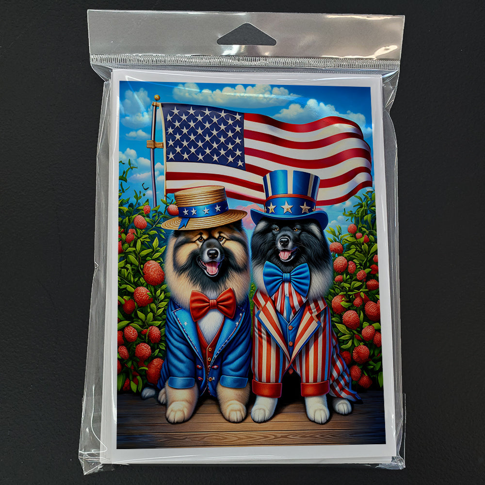 All American Keeshond Greeting Cards Pack of 8 Blank Cards with Envelopes Whimsical A7 Size 5x7